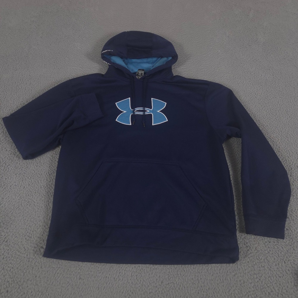 LOT OF 2 Under Armour Hoodie Men Large Navy Gray Hustler Fleece Quarter Zip Logo - Picture 2 of 14